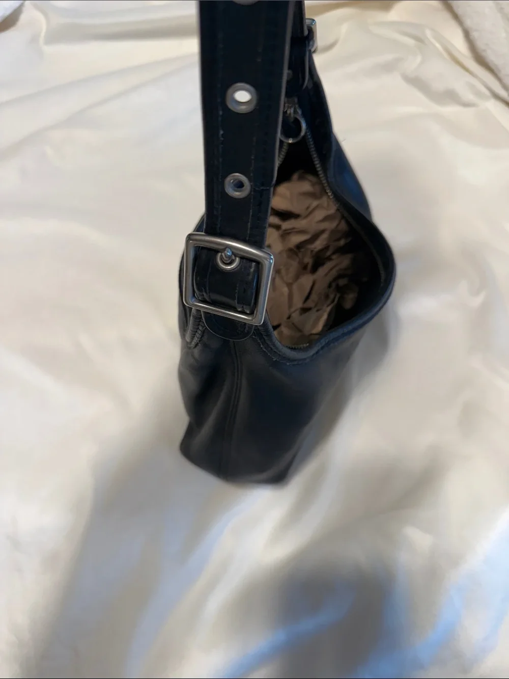 Coach Black Leather Shoulder Bag with Double Straps  Vintage hobo 9059